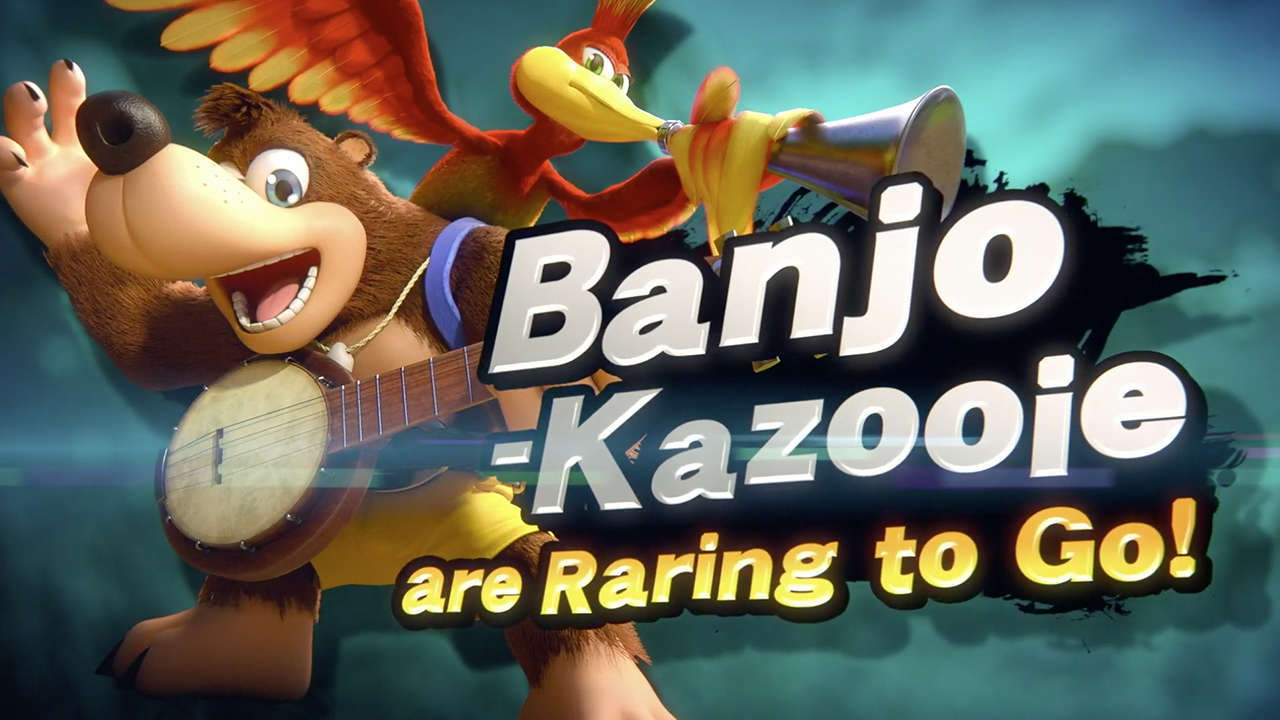 The announcement screen declaring that Banjo and Kazooie have joined Super Smash Bros. Ultimate!